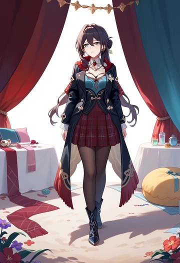 star rail,ruan mei,winter,student uniform,fur-collared jacket  - AI generated anime art